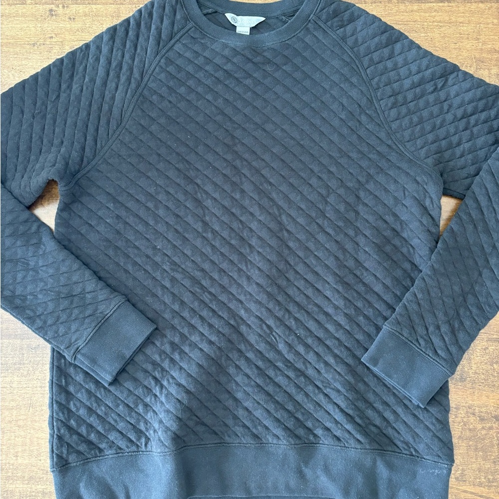 Cloudveil Quilted Black Sweatshirt Crewneck Minimalist Cozy Pullover Size M - Picture 3 of 10